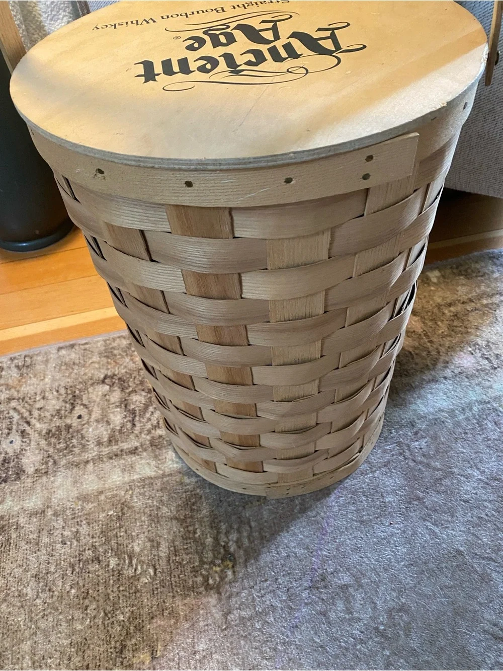 Ancient Age Kentucky Straight Bourbon Whiskey Woven Wooden Splint Basket Cooler